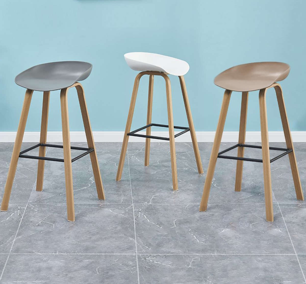 ZIMBALI Kitchen Bar Stool - White (Pre - Assembled)