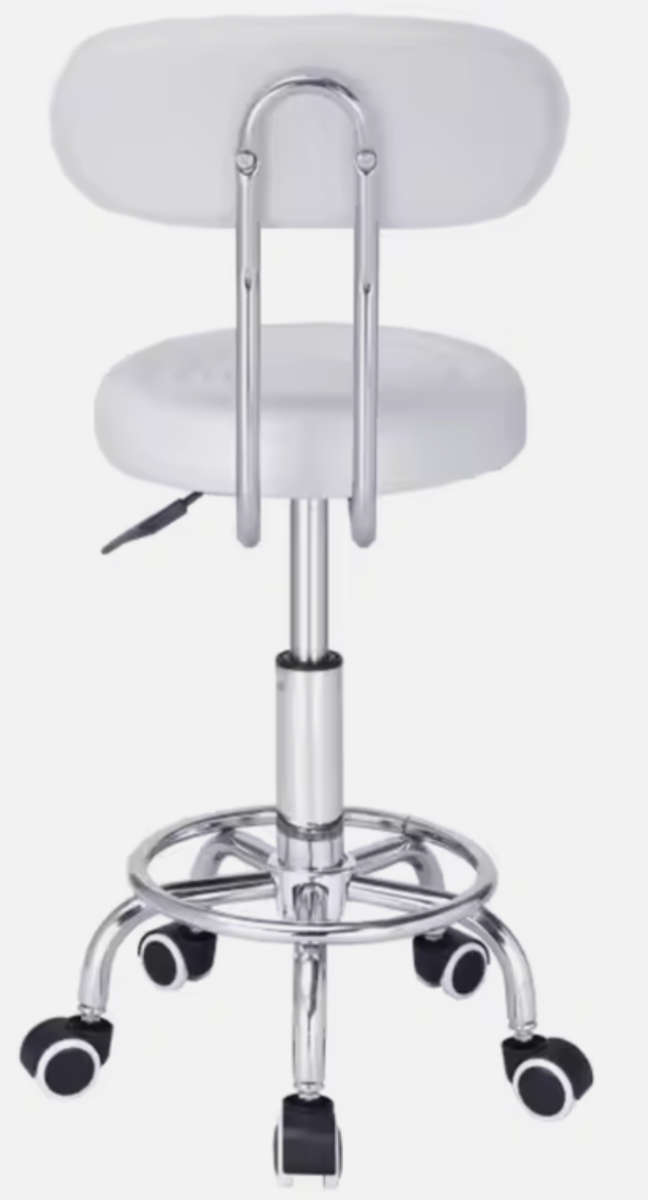 Stylist Modern Round Salon Stool with Adjustable Height and Back Rest