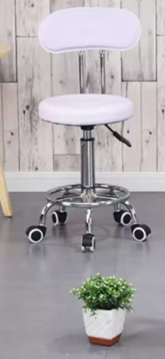 Stylist Modern Round Salon Stool with Adjustable Height and Back Rest
