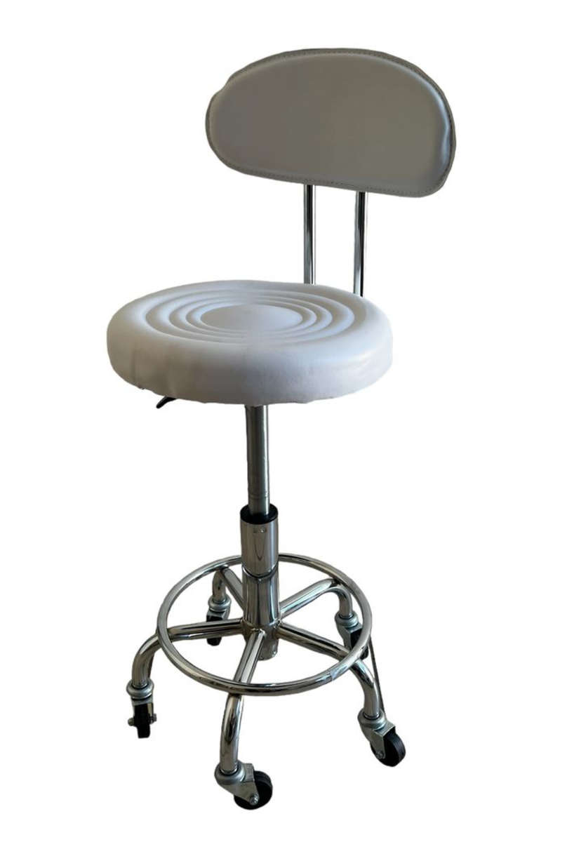 Stylist Modern Round Salon Stool with Adjustable Height and Back Rest