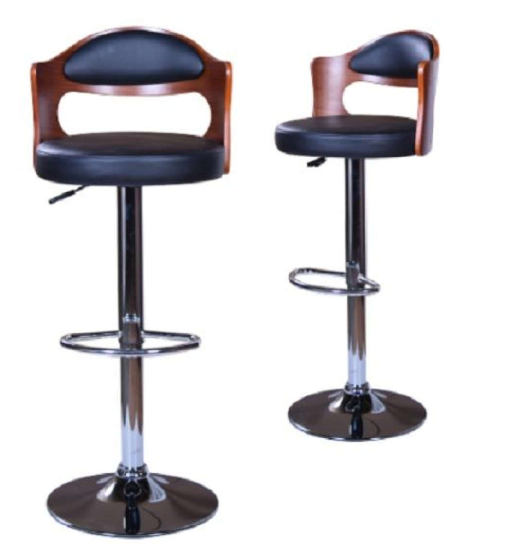 Wooden Back Black Bar Stools - Set of 2 Demo