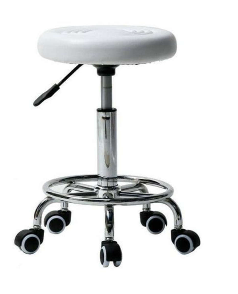 Modern and Adjustable Mini Bar Stool with Wheels - White DEMO/DISPLAY UNIT