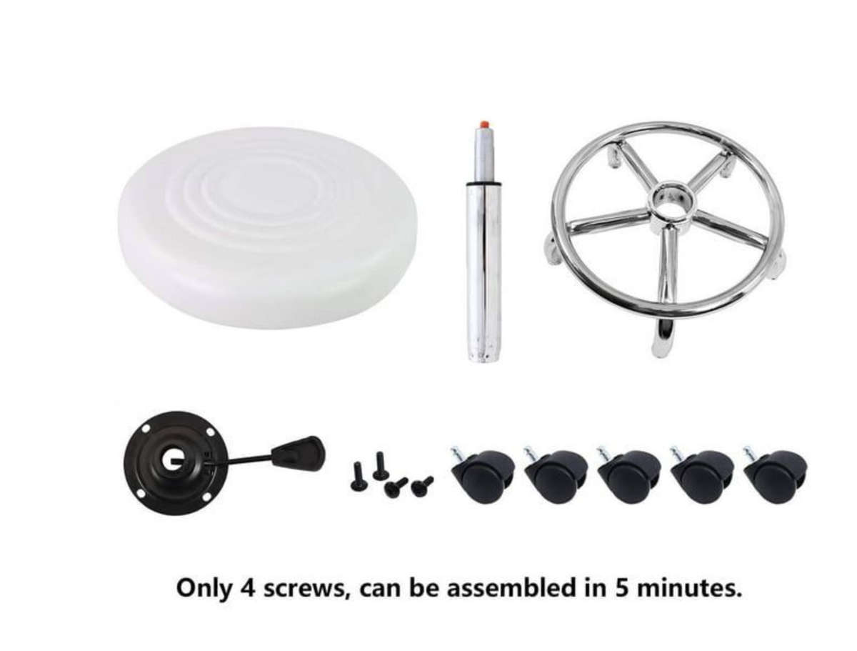 Modern and Adjustable Mini Bar Stool with Wheels - White DEMO/DISPLAY UNIT