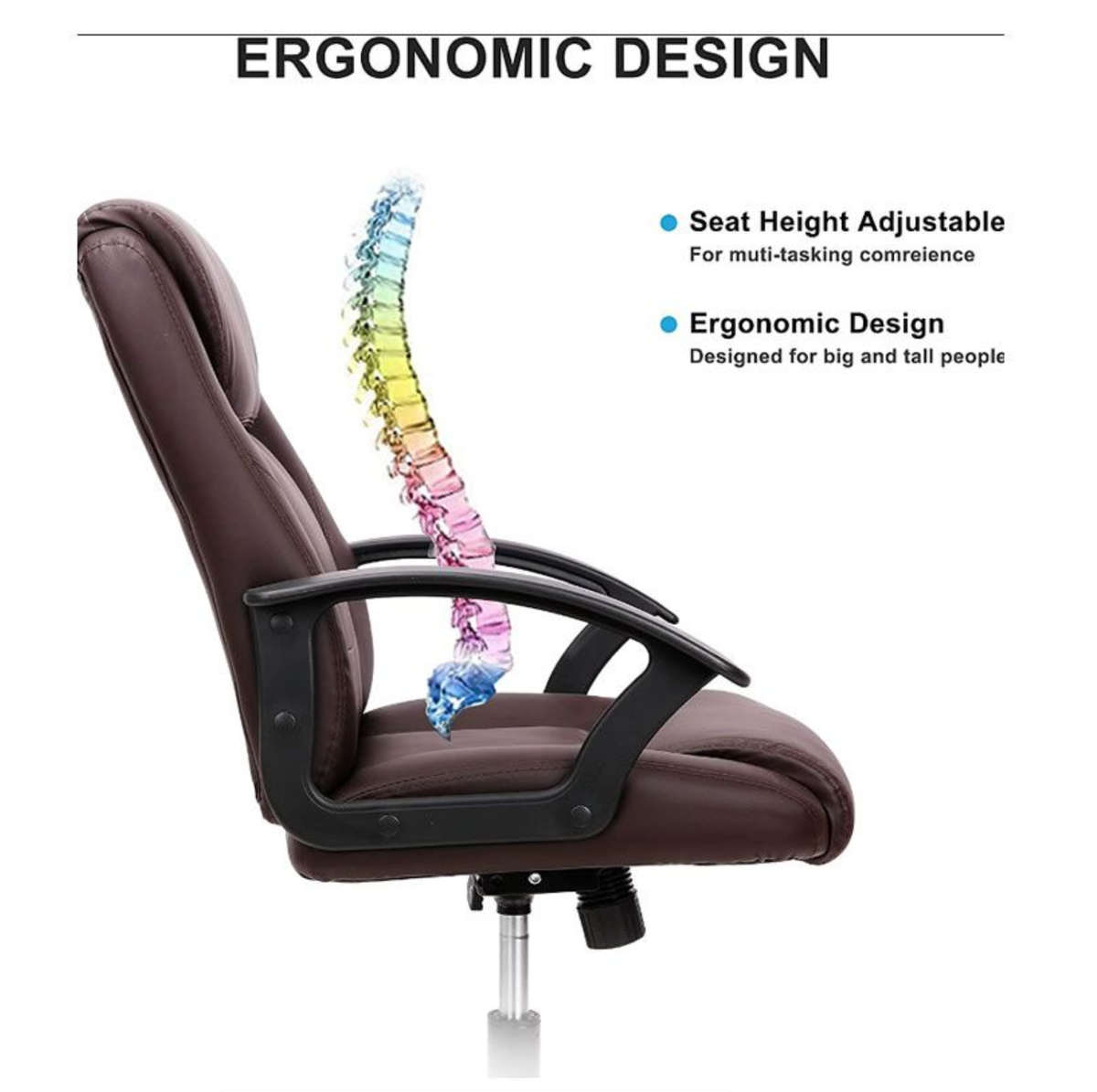 Eay Eay Thing Faux Leather Ergonomic Home Office Chair - Brown