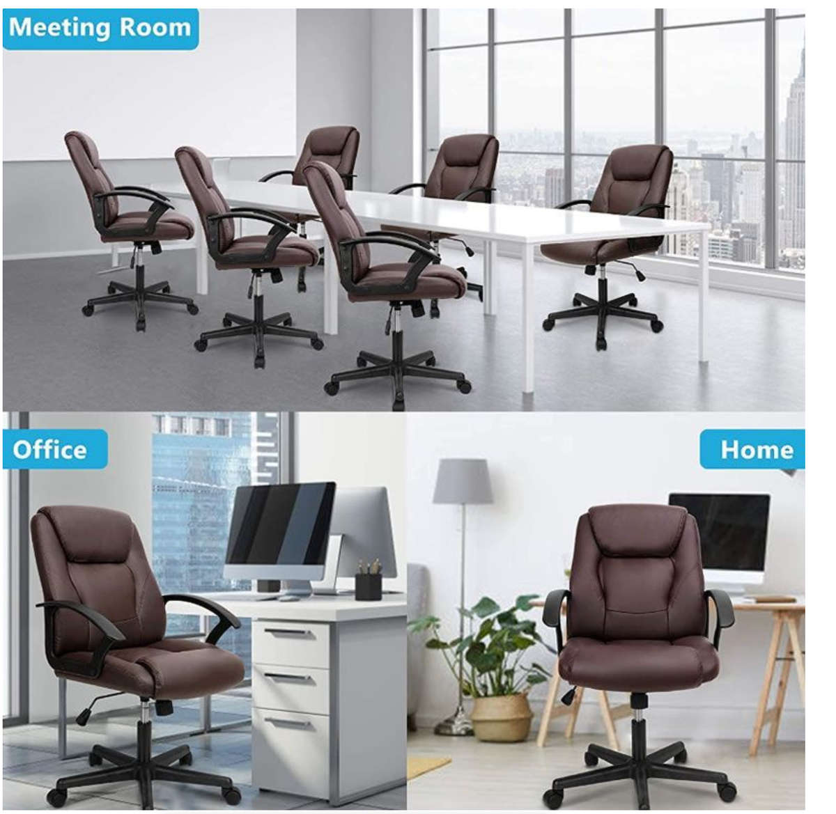 Eay Eay Thing Faux Leather Ergonomic Home Office Chair - Brown