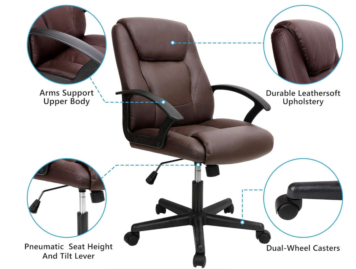 Eay Eay Thing Faux Leather Ergonomic Home Office Chair - Brown