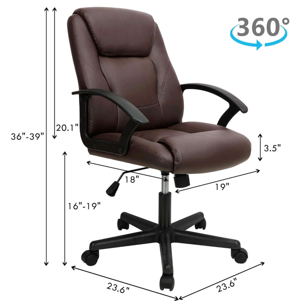 Eay Eay Thing Faux Leather Ergonomic Home Office Chair - Brown