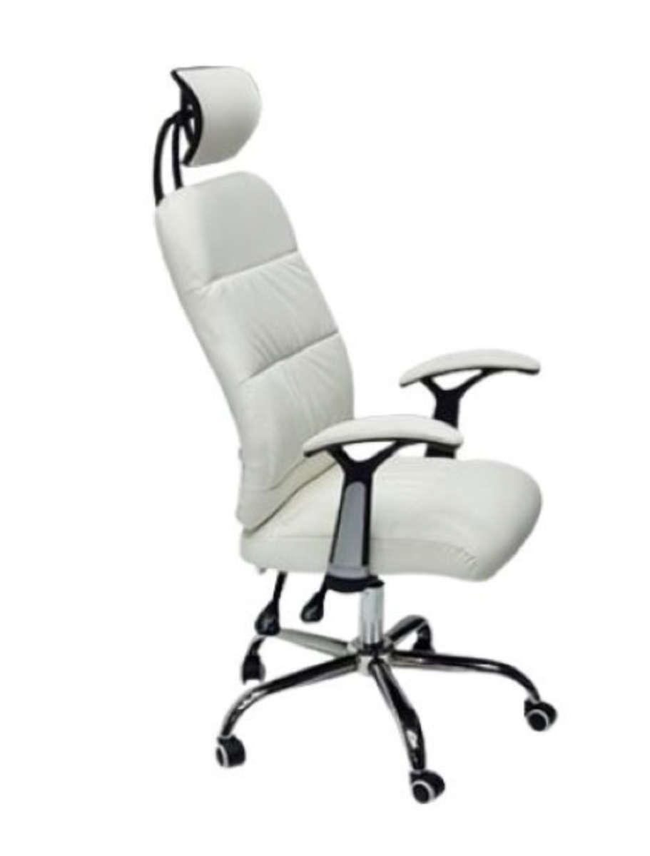 Office PU Leather Chair with Head and Arm Rests - White