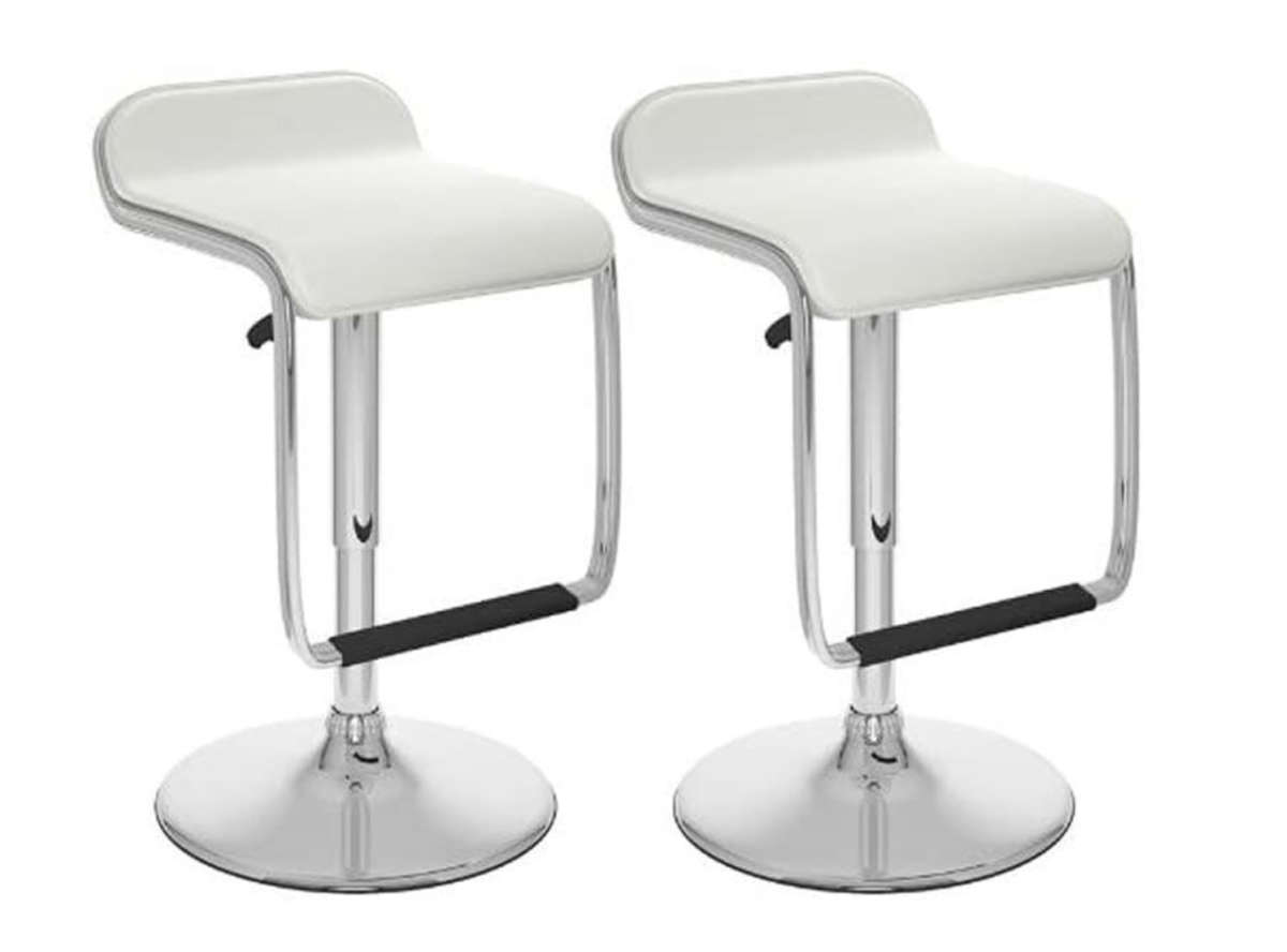 Low Back Leather Kitchen Bar Chair Stools Set of 2 - White Demo 683