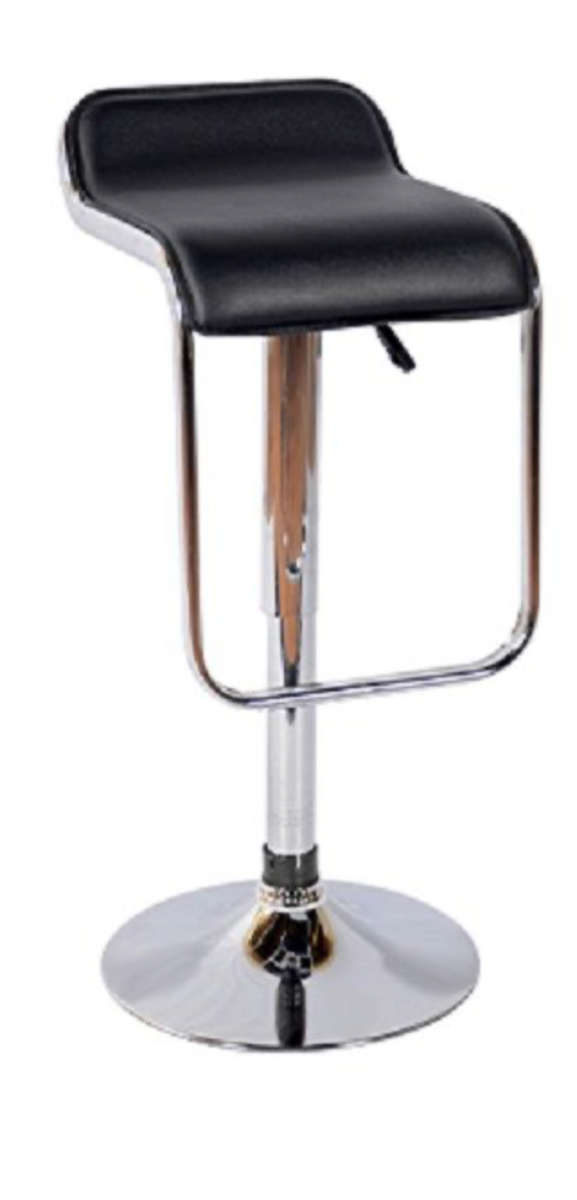 Leather low back kitchen bar chair stool in black - 1 piece