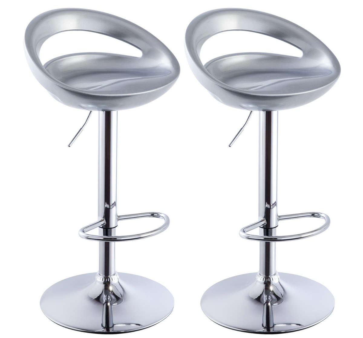 Bar Stools / Kitchen Counter Breakfast Chairs  2 Pack - Silver DEMO