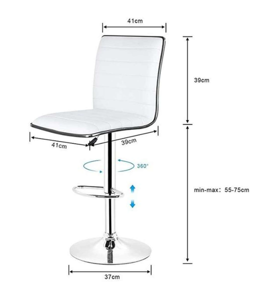 2 x Stylish Modern Bar Stools - White NEW
