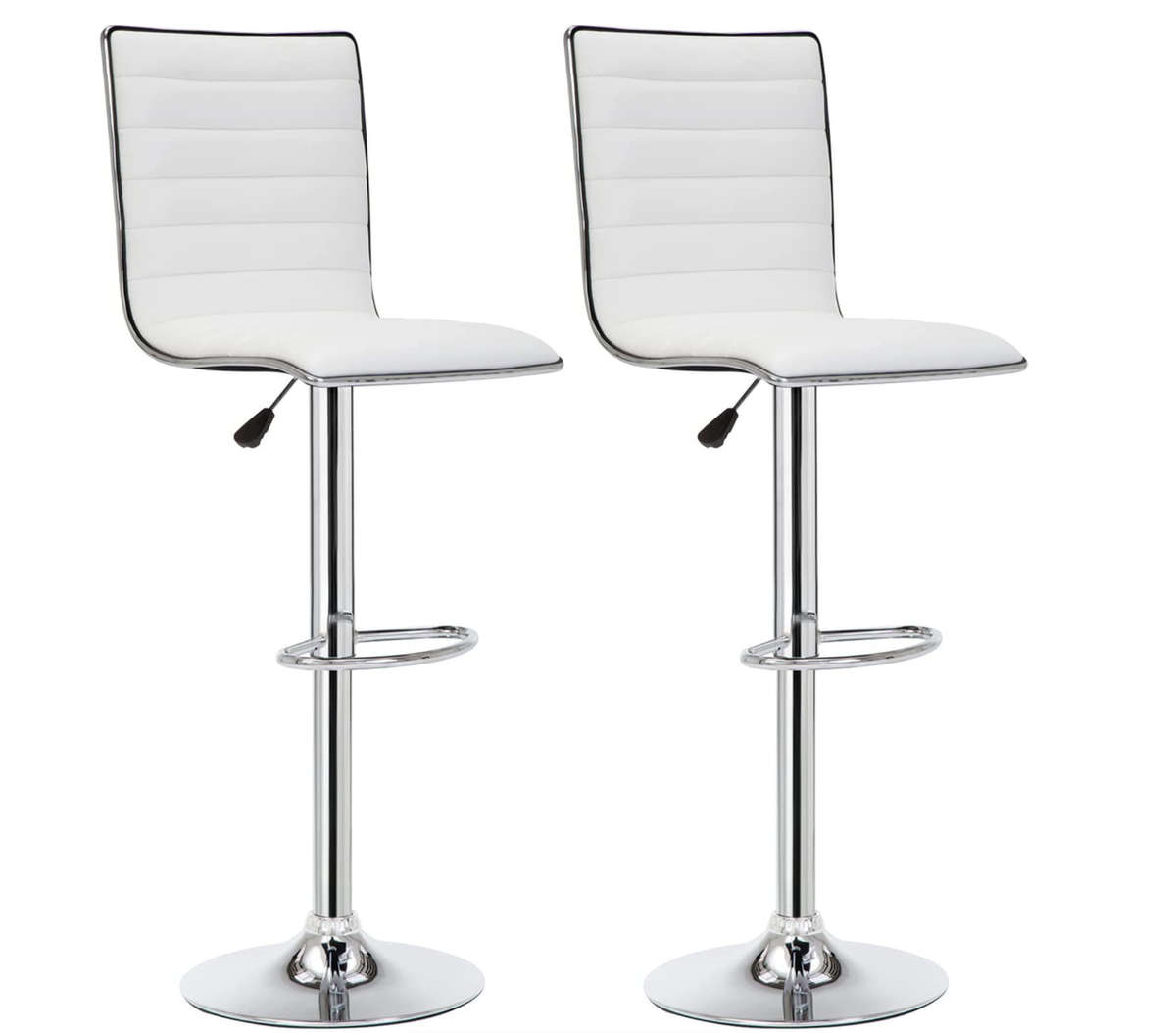 2 x Stylish Modern Bar Stools - White NEW