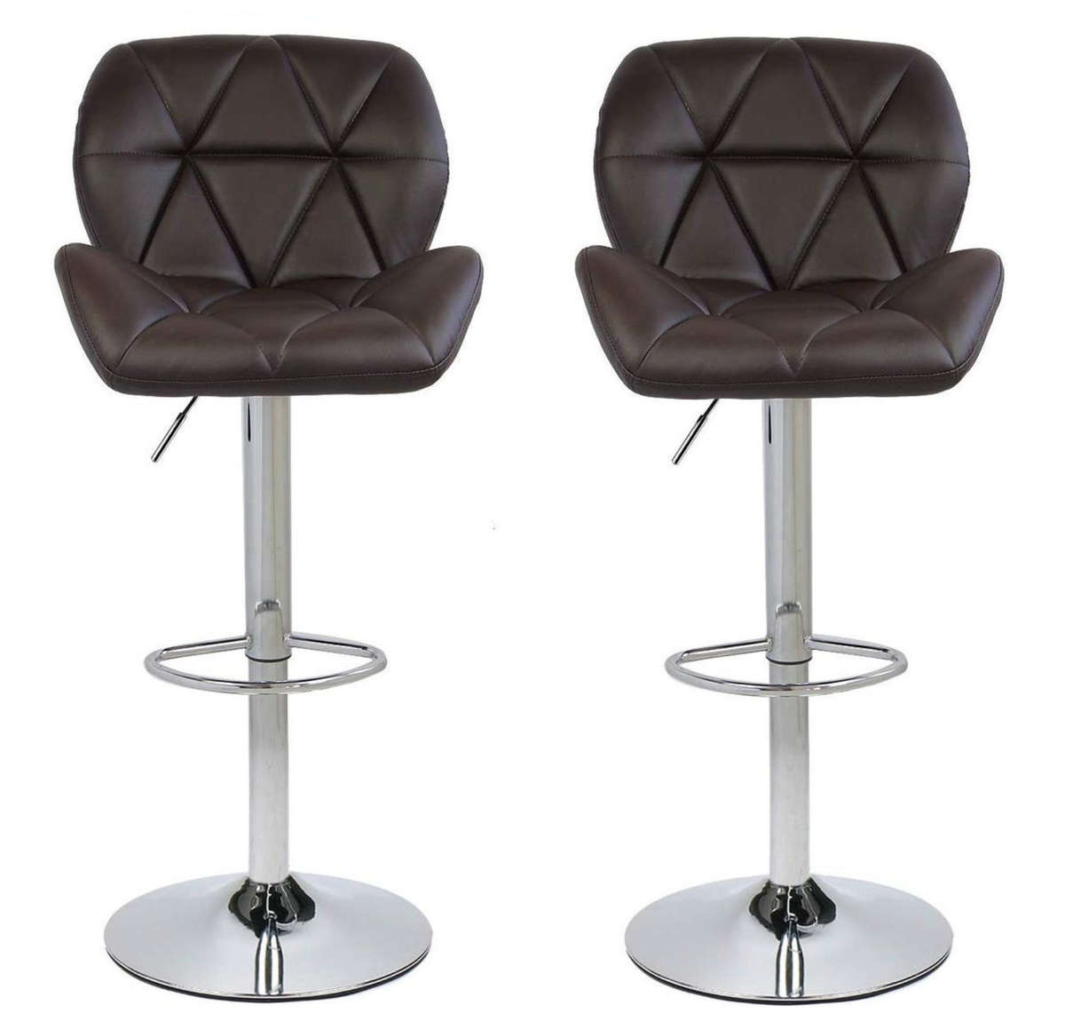 Diamond Padded Bar Kitchen Stool Chairs - Set of 2 - Brown Colour NEW