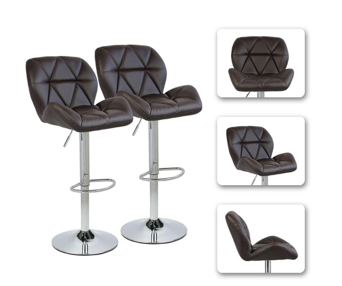 Diamond Padded Bar Kitchen Stool Chairs - Set of 2 - Brown Colour NEW
