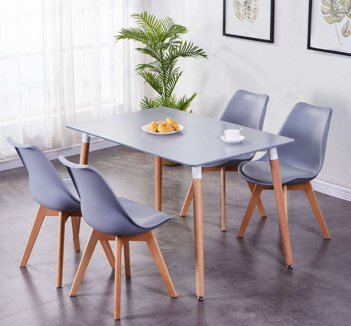 Classy Padded PU Leather Chair Dining Chair - Grey Demo