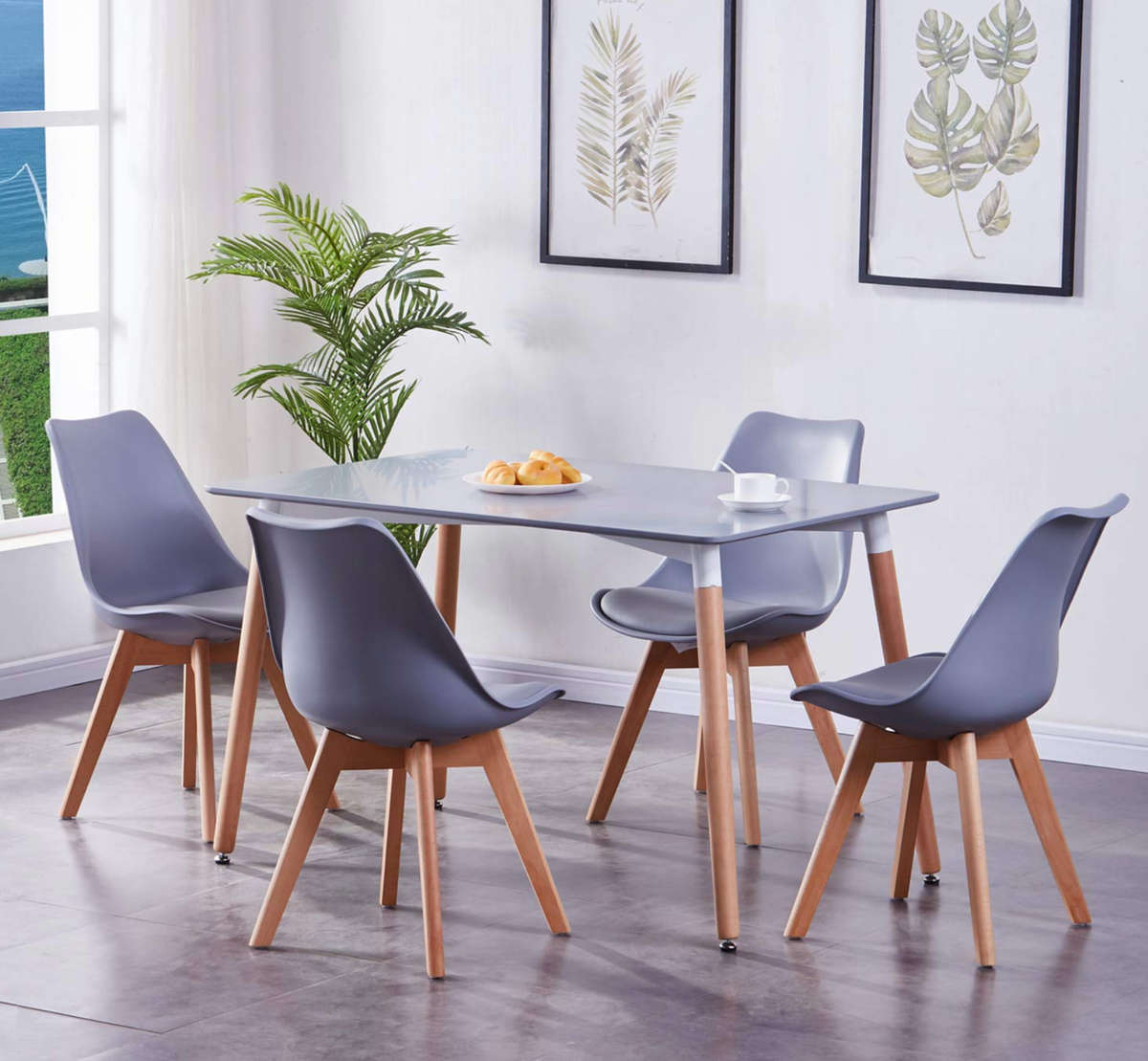 Classy Padded PU Leather Chair Dining Chair - Grey Demo