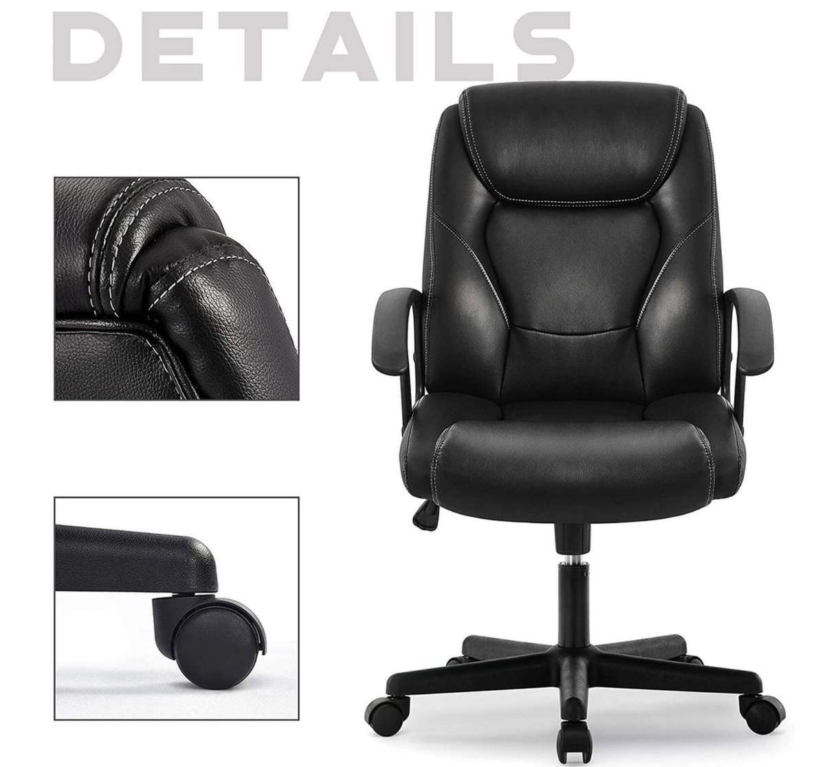 Ergonomic Swivel Desk Chair - Black