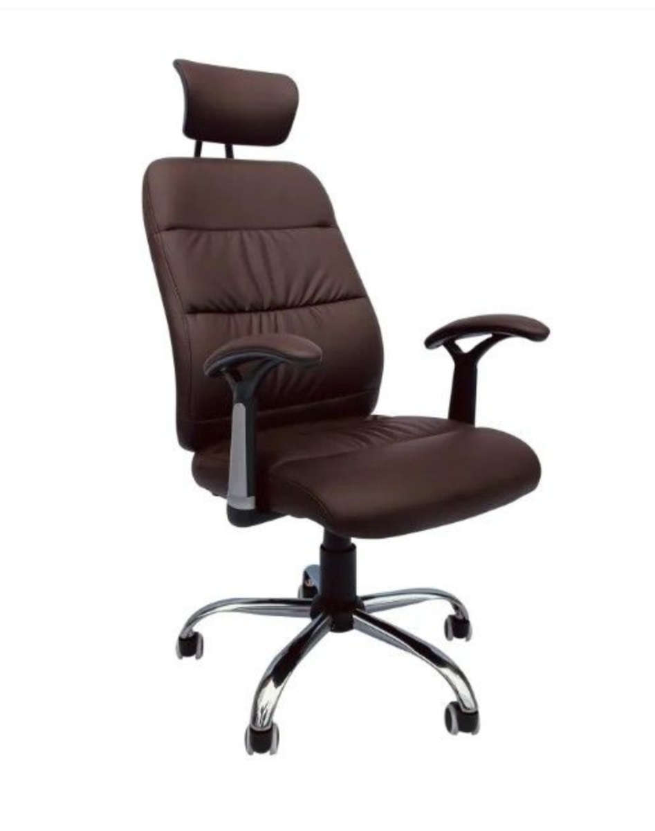 Reclining Office PU Leather Chair with Head and Arm rests DARK BROWN