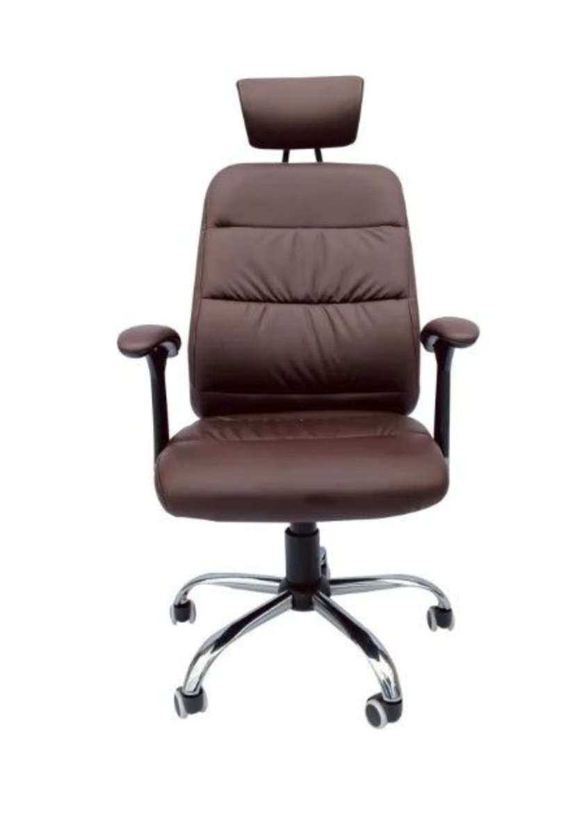Reclining Office PU Leather Chair with Head and Arm rests DARK BROWN