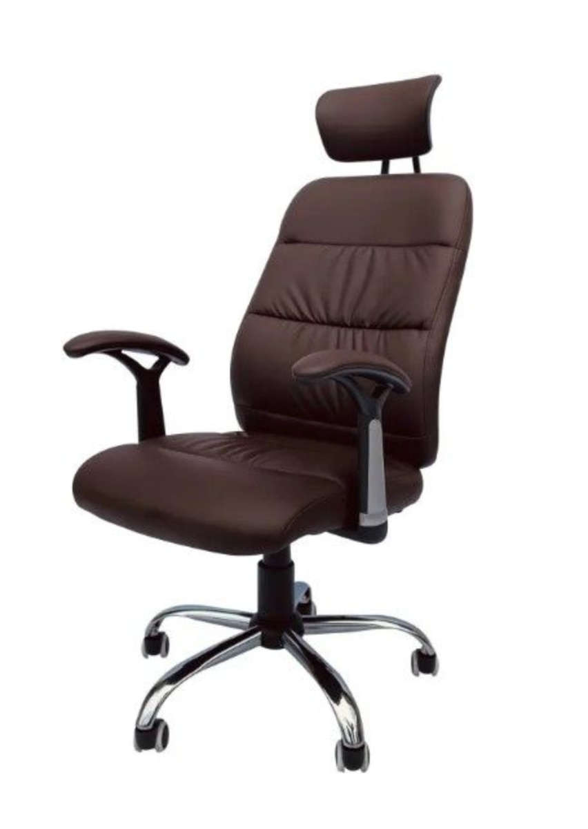 Reclining Office PU Leather Chair with Head and Arm rests DARK BROWN