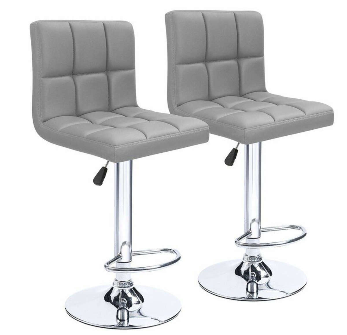 Padded Bar Stools / Kitchen Chairs - Set of 2 - Grey Colour Demo