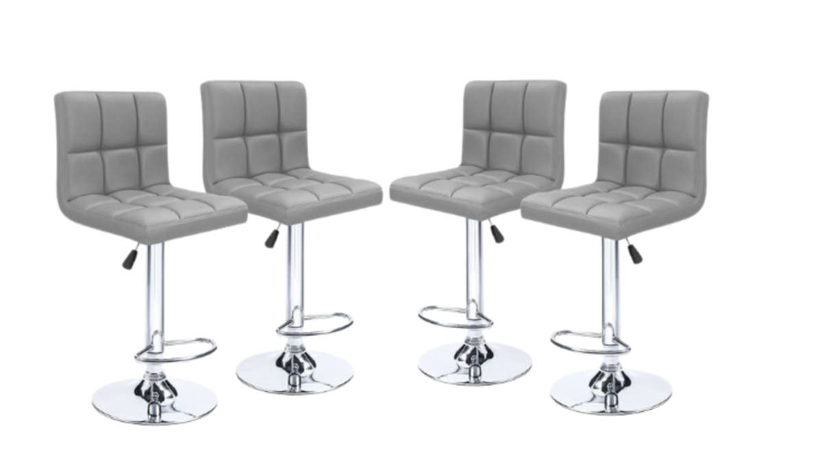 Padded Bar Stools / Kitchen Chairs - Set of 2 - Grey Colour Demo