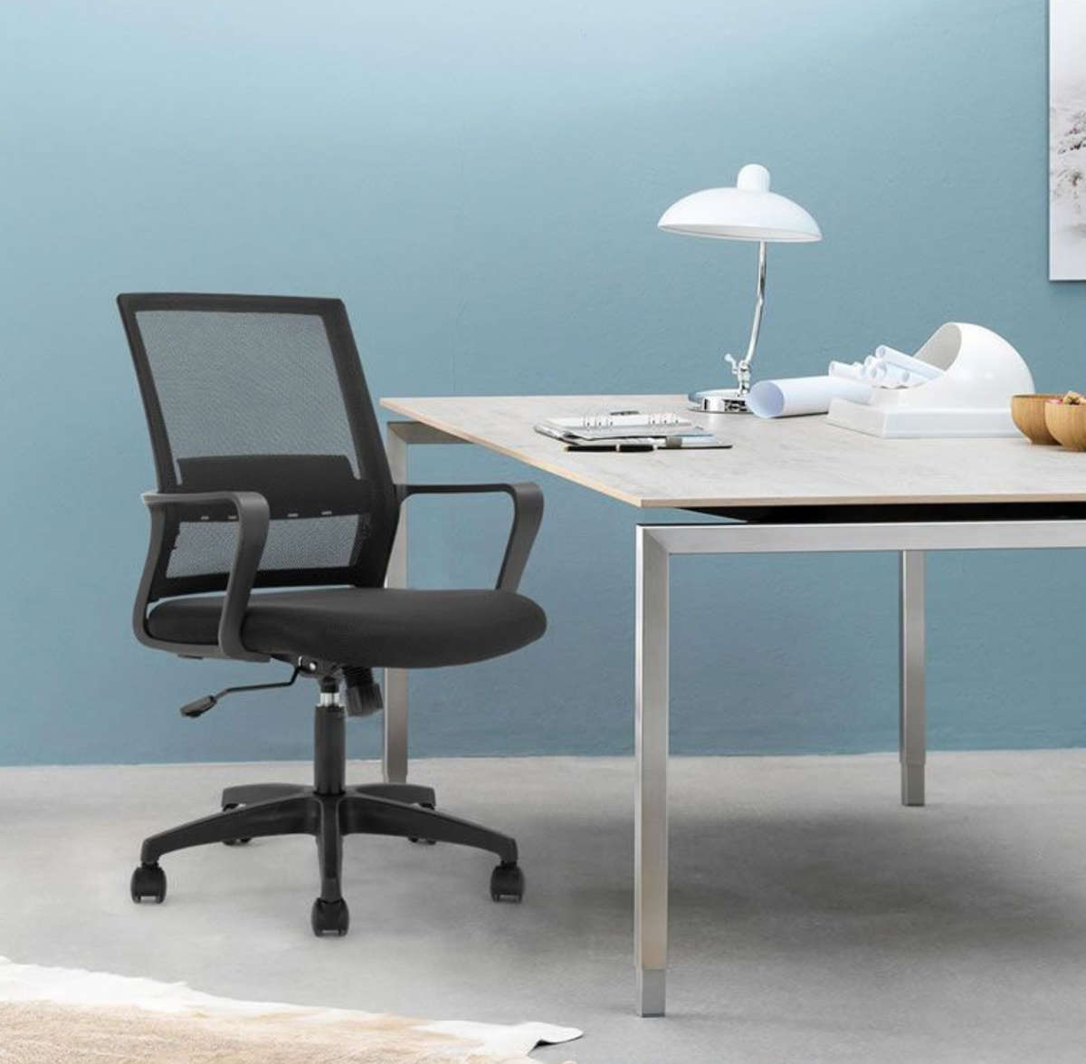 Ergonomic Mid Back Office Swivel Chair STEEL BASE new
