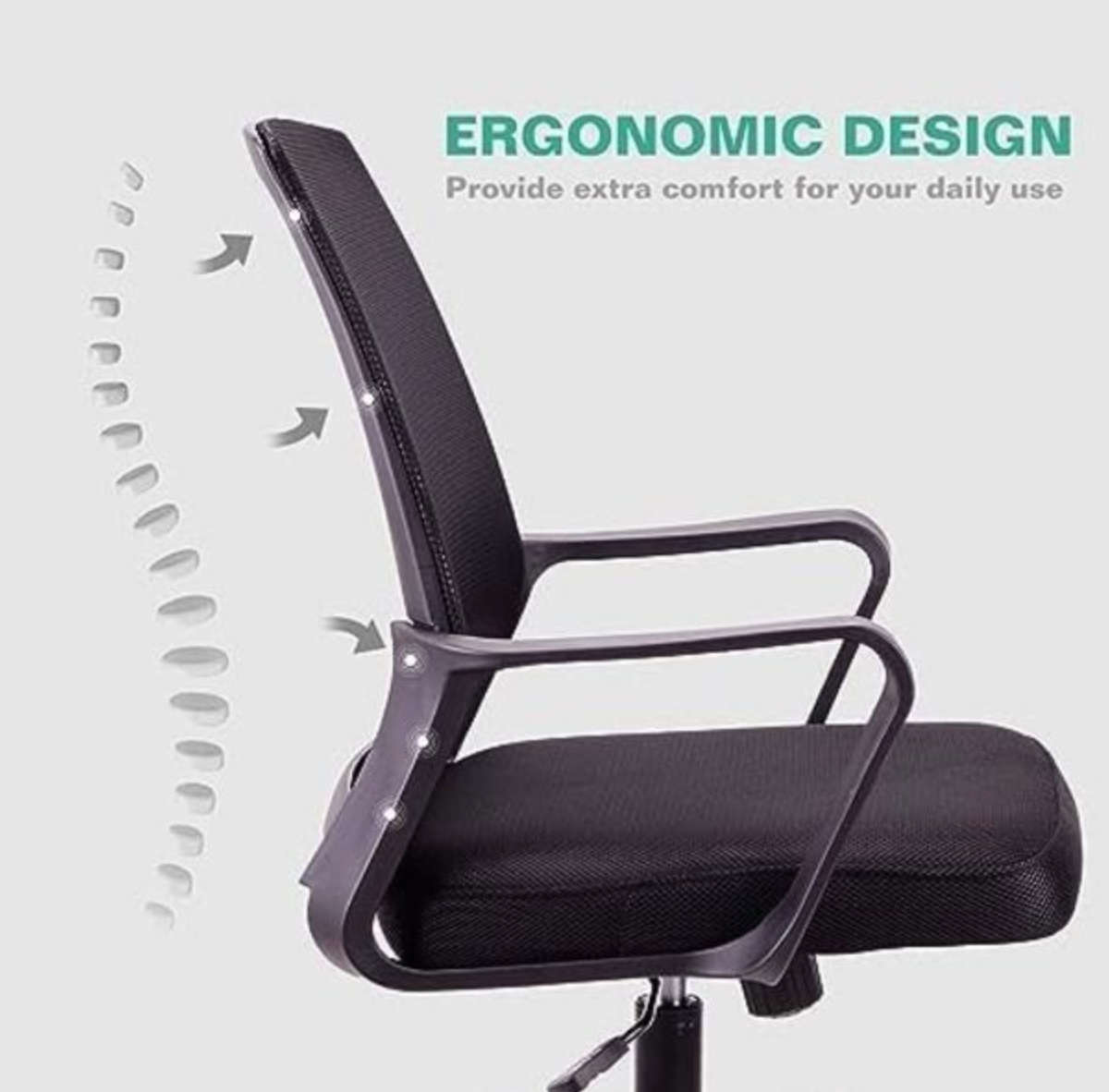 Ergonomic Mid Back Office Swivel Chair STEEL BASE new