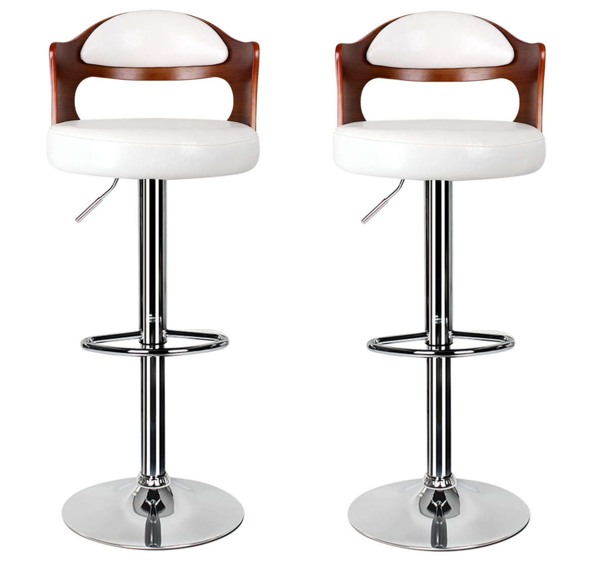 Bar Stool Beige/White (Cream) with Wooden Brown Finish