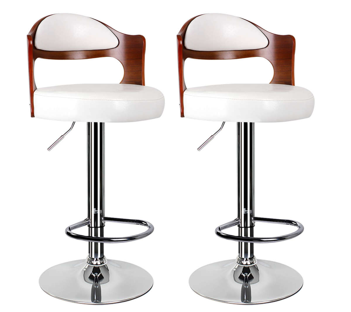 Bar Stool Beige/White (Cream) with Wooden Brown Finish