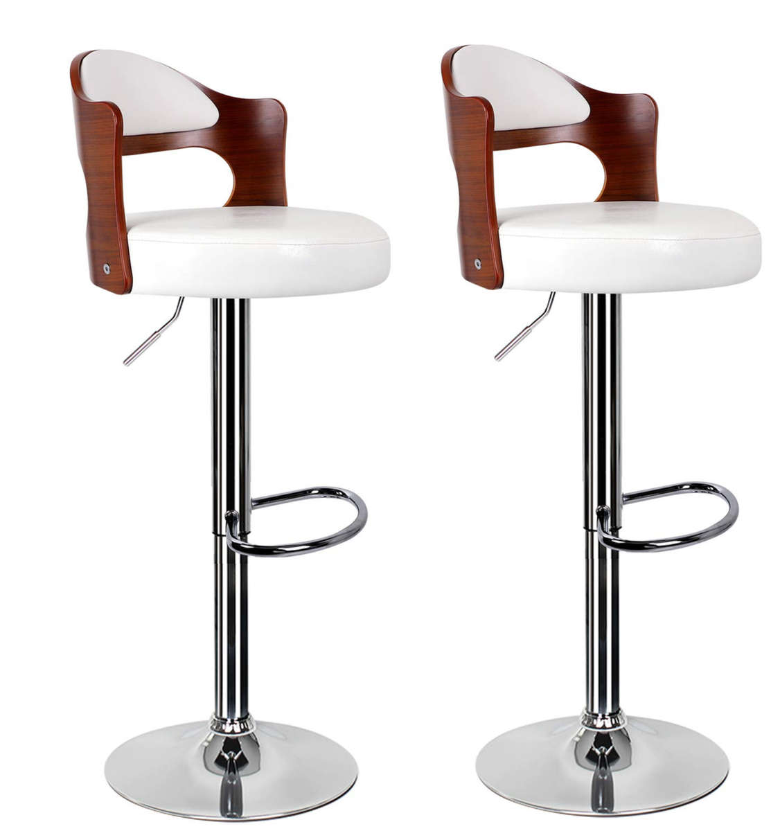 Bar Stool Beige/White (Cream) with Wooden Brown Finish