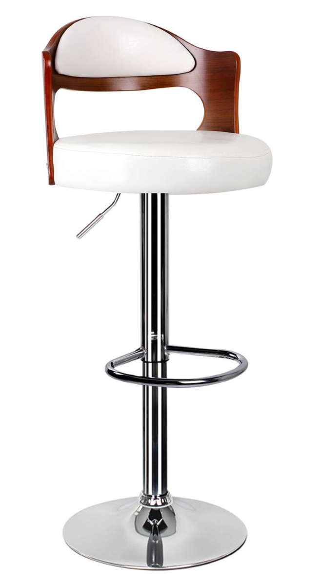 Bar Stool Beige/White (Cream) with Wooden Brown Finish