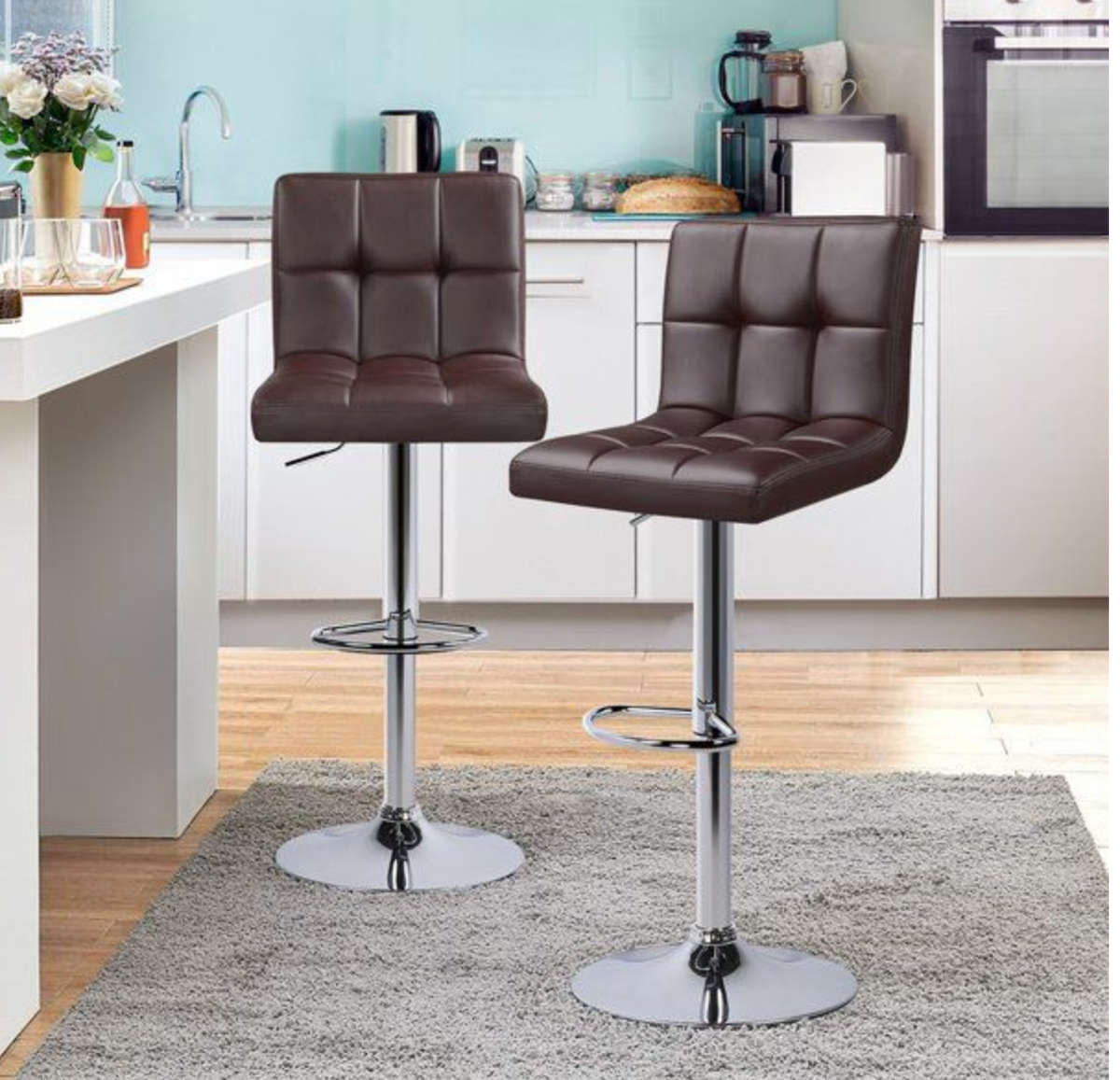 Bar stools / kitchen counter stools - 2 pack, brown color