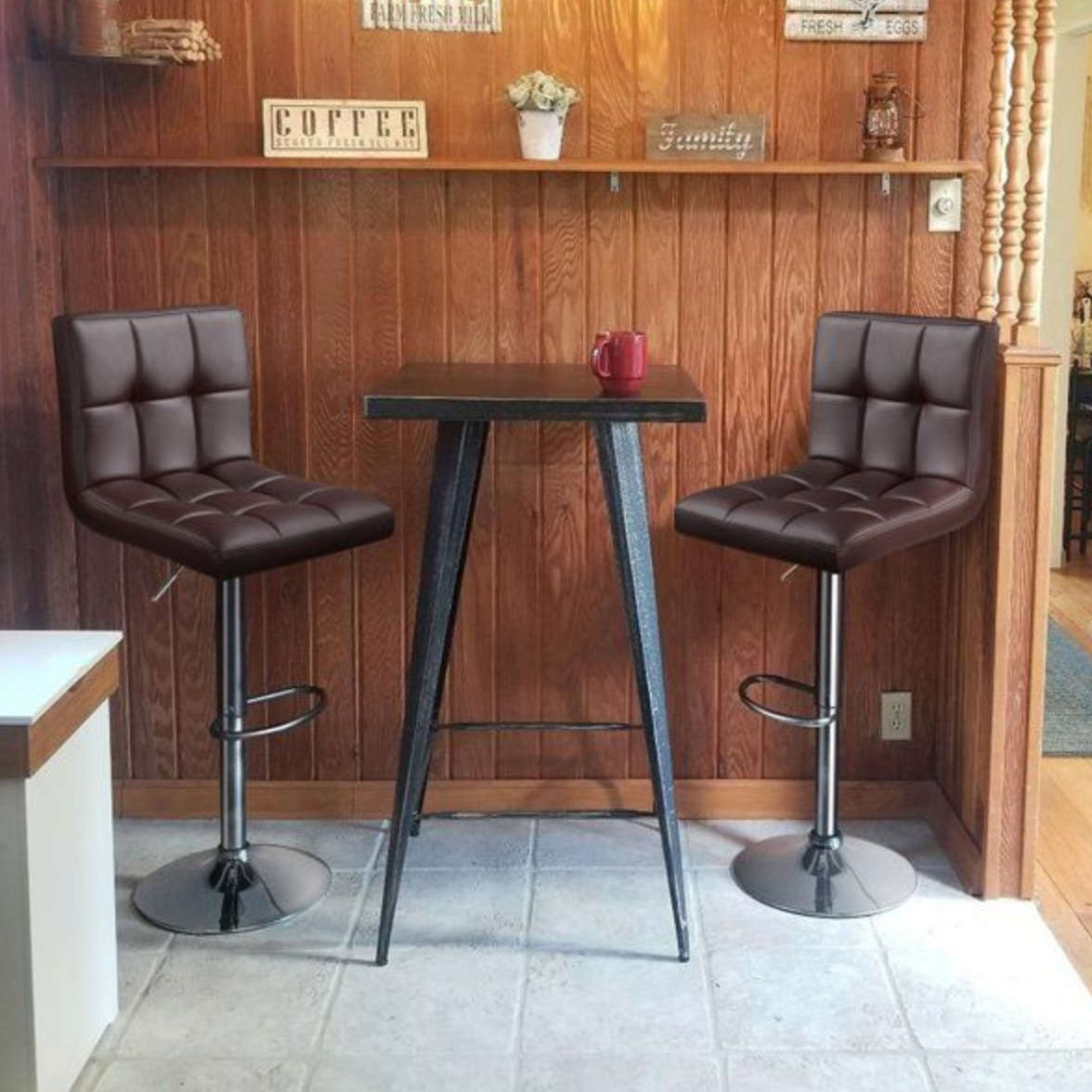 Bar stools / kitchen counter stools - 2 pack, brown color