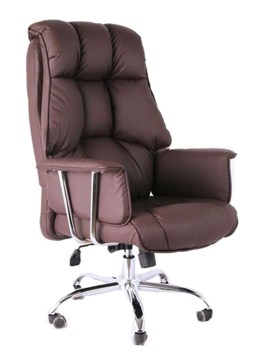 Grizzly Executive Office Chair PU Padded Leather with Rocking Function - Brown Demo