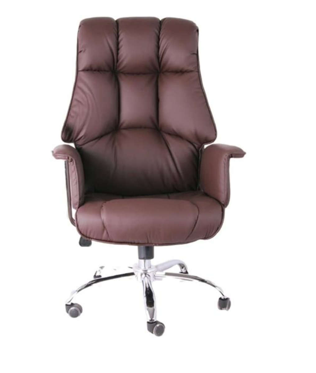 Grizzly Executive Office Chair PU Padded Leather with Rocking Function - Brown Demo