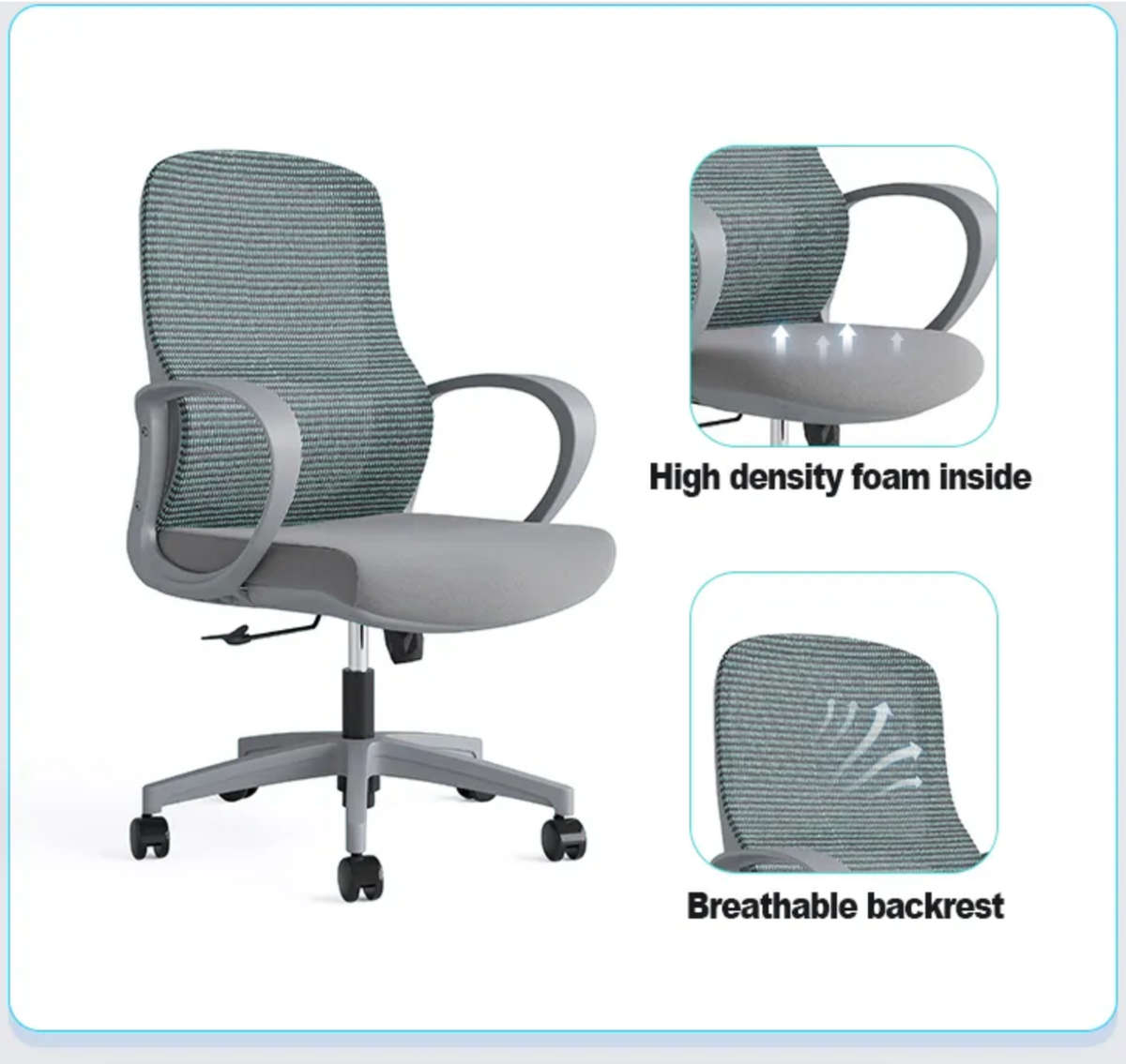 EayThing AeroLuxe Ergonomic Mesh Chair - Mid back Comfort Home & Office - Grey DEMO READ DESCRIPTION