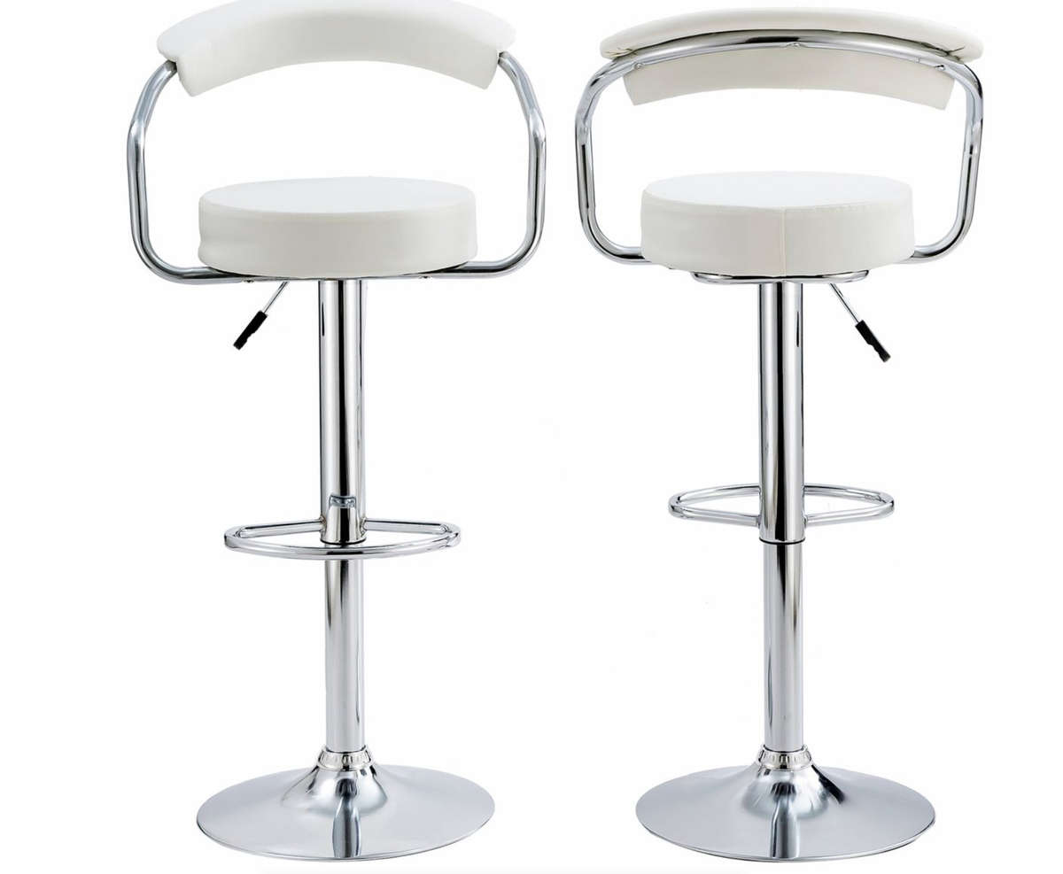 Bar Stools Dining Room Chair Kitchen Chairs - Set of 2 - White Demo