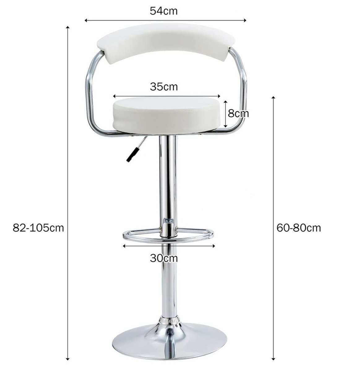 Bar Stools Dining Room Chair Kitchen Chairs - Set of 2 - White Demo
