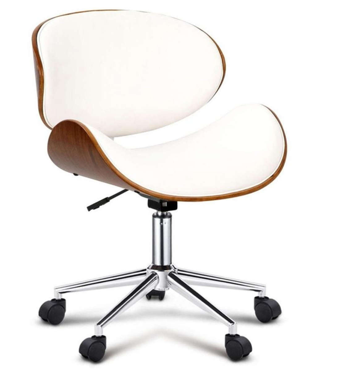 Stylish Wooden and PU Leather Office Desk Chairs - White DEMO READ DESCRIPTION