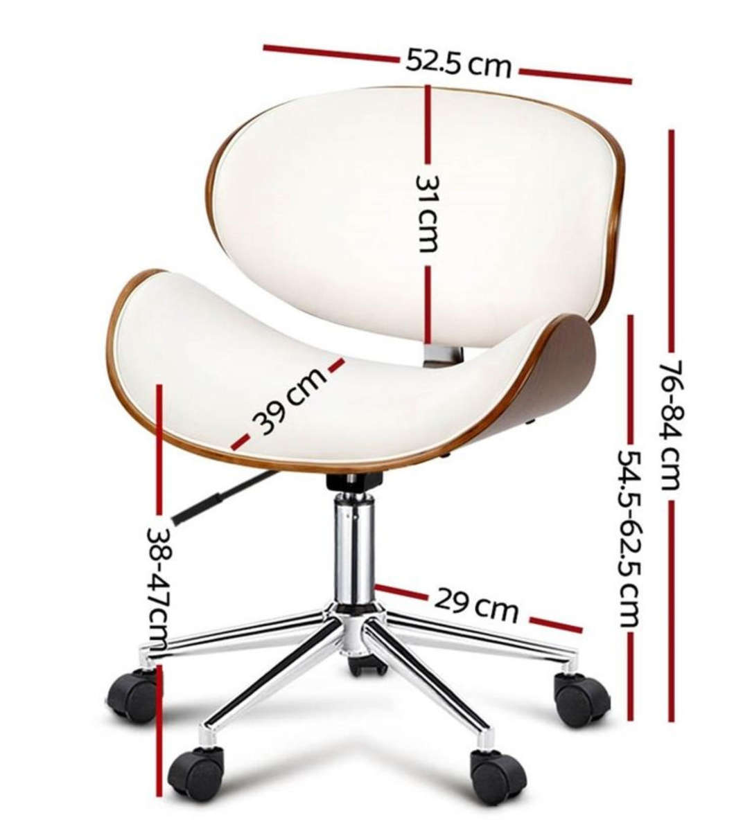 Stylish Wooden and PU Leather Office Desk Chairs - White DEMO READ DESCRIPTION