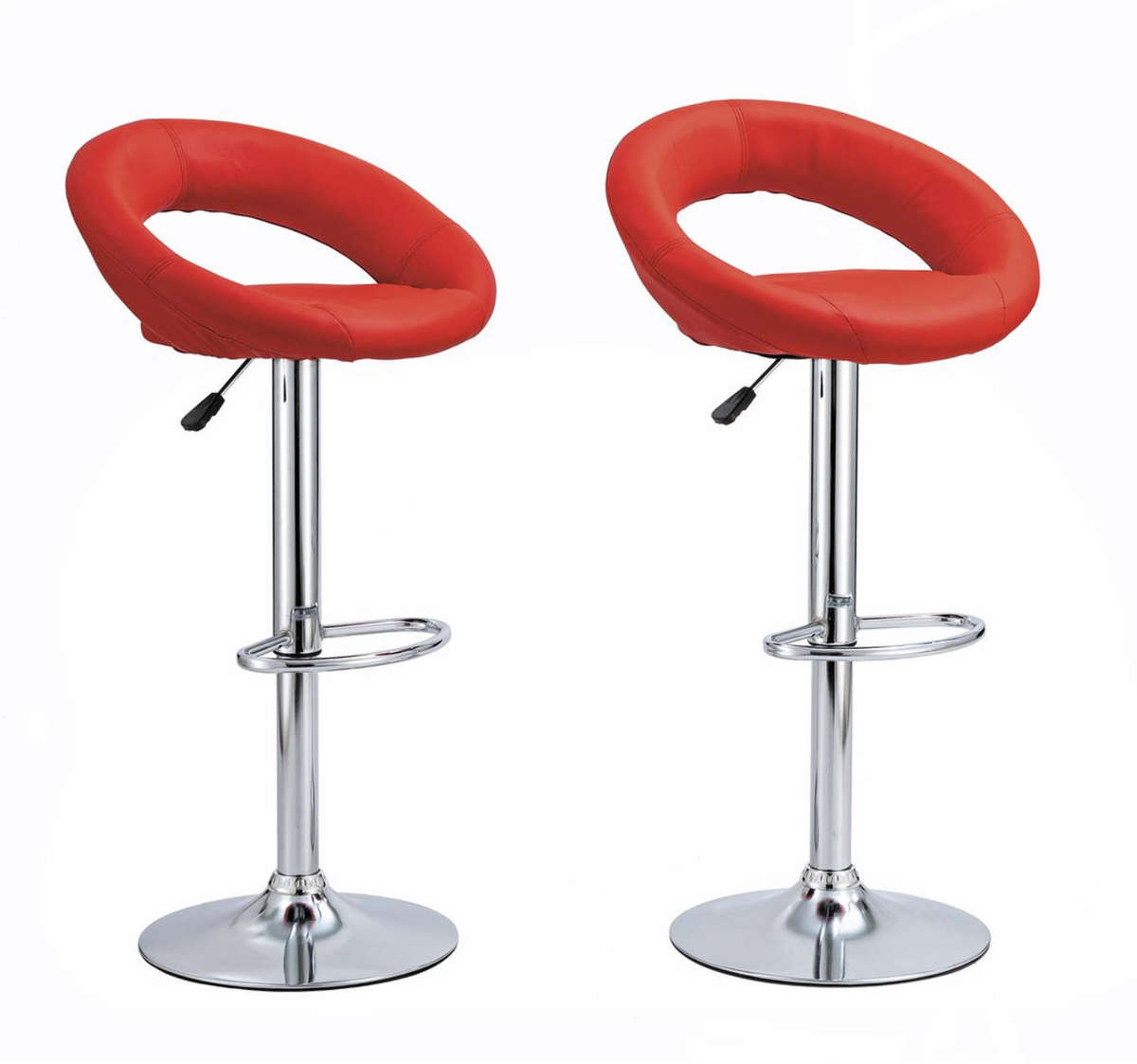 1PCS Modern Bar Stool PU Leather Kitchen Chair - Red DEMO READ DESCRIPTION