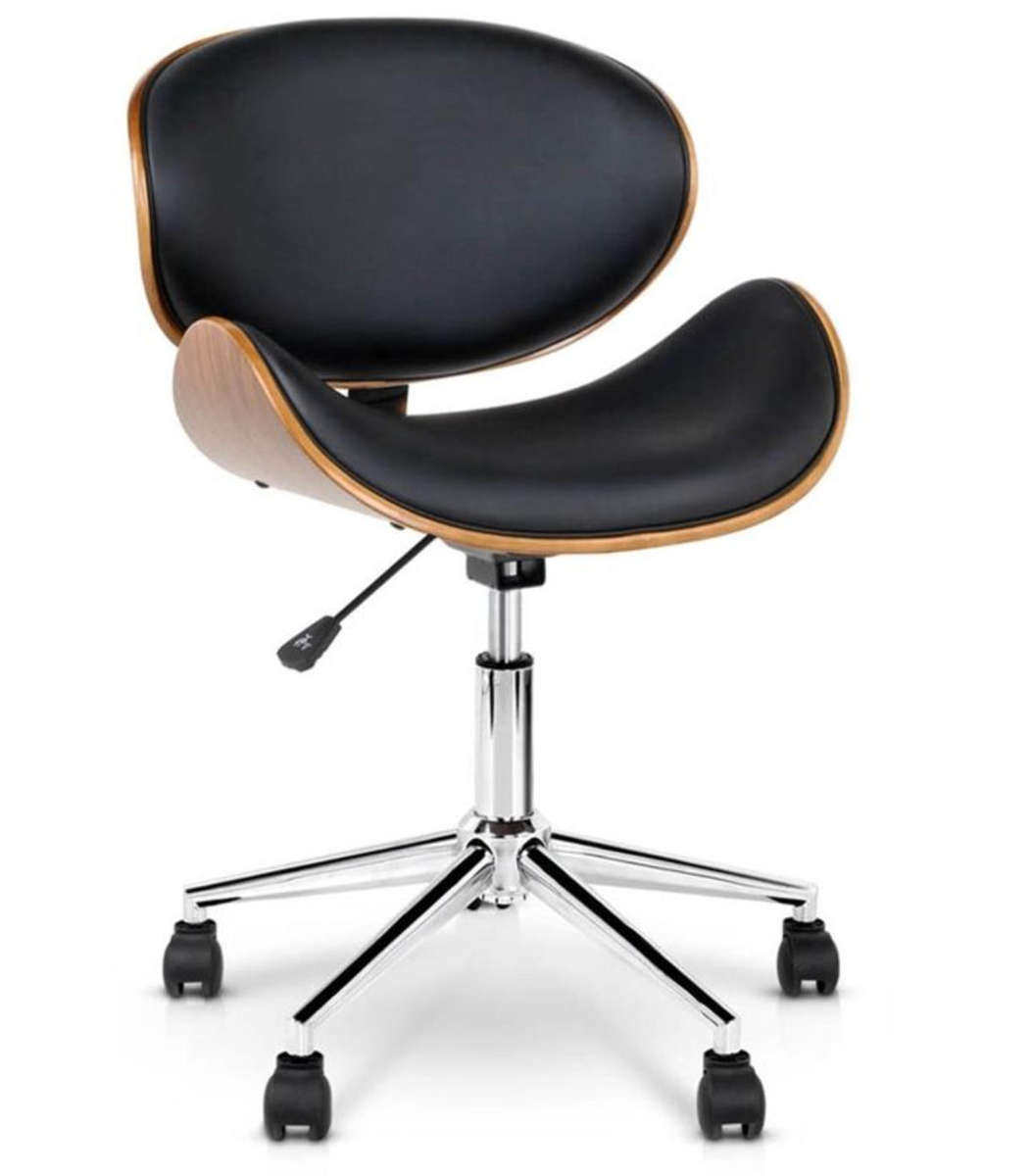 Stylish Wooden and PU Leather Office Desk Chairs - Black DEMO READ DESCRIPTION