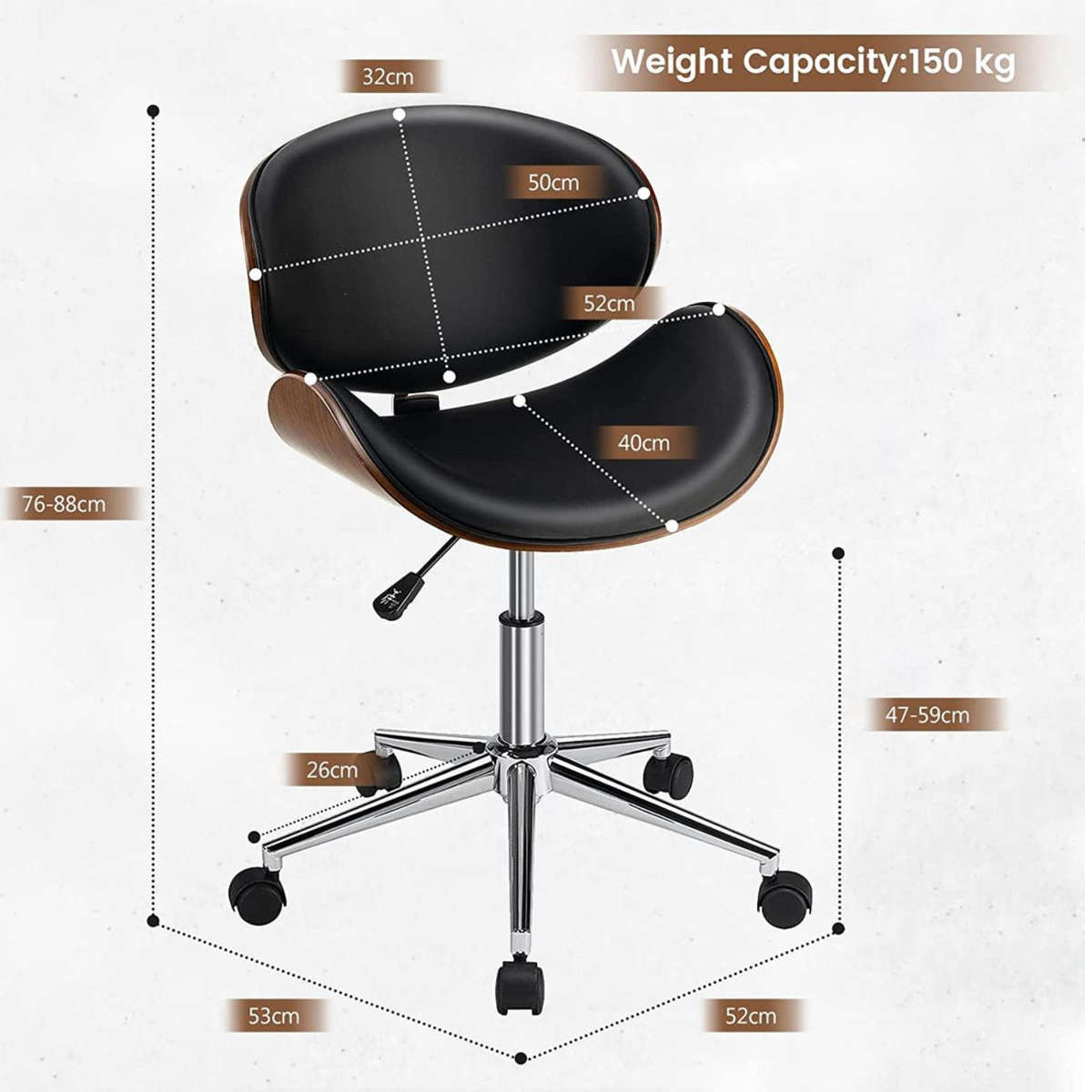 Stylish Wooden and PU Leather Office Desk Chairs - Black DEMO READ DESCRIPTION