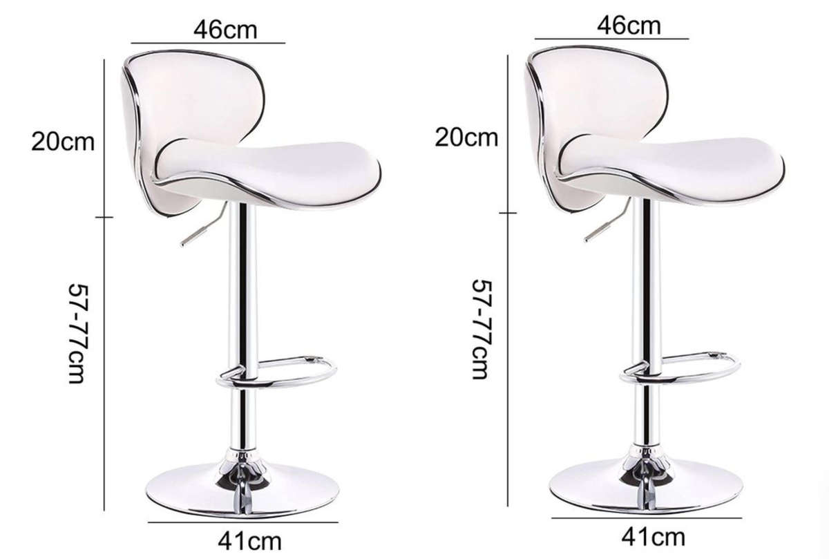 Bar /Kitchen Counter Stools - Set of 2 - White Colour