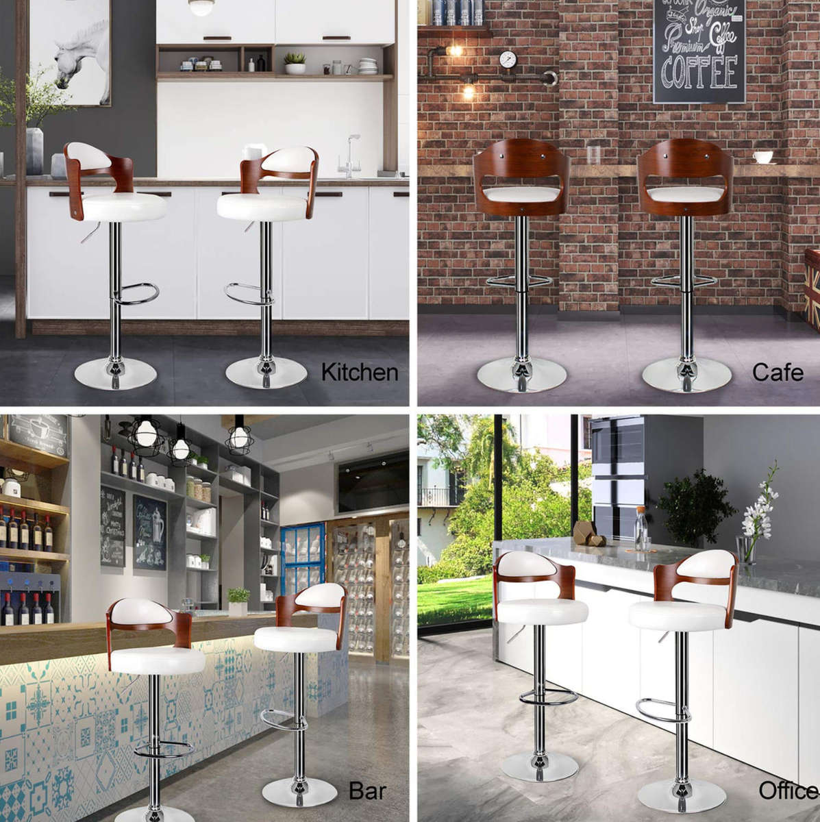 Bar Stool / Kitchen Breakfast Chair 1 Piece Cream with Wooden Back Demo/Display Unit