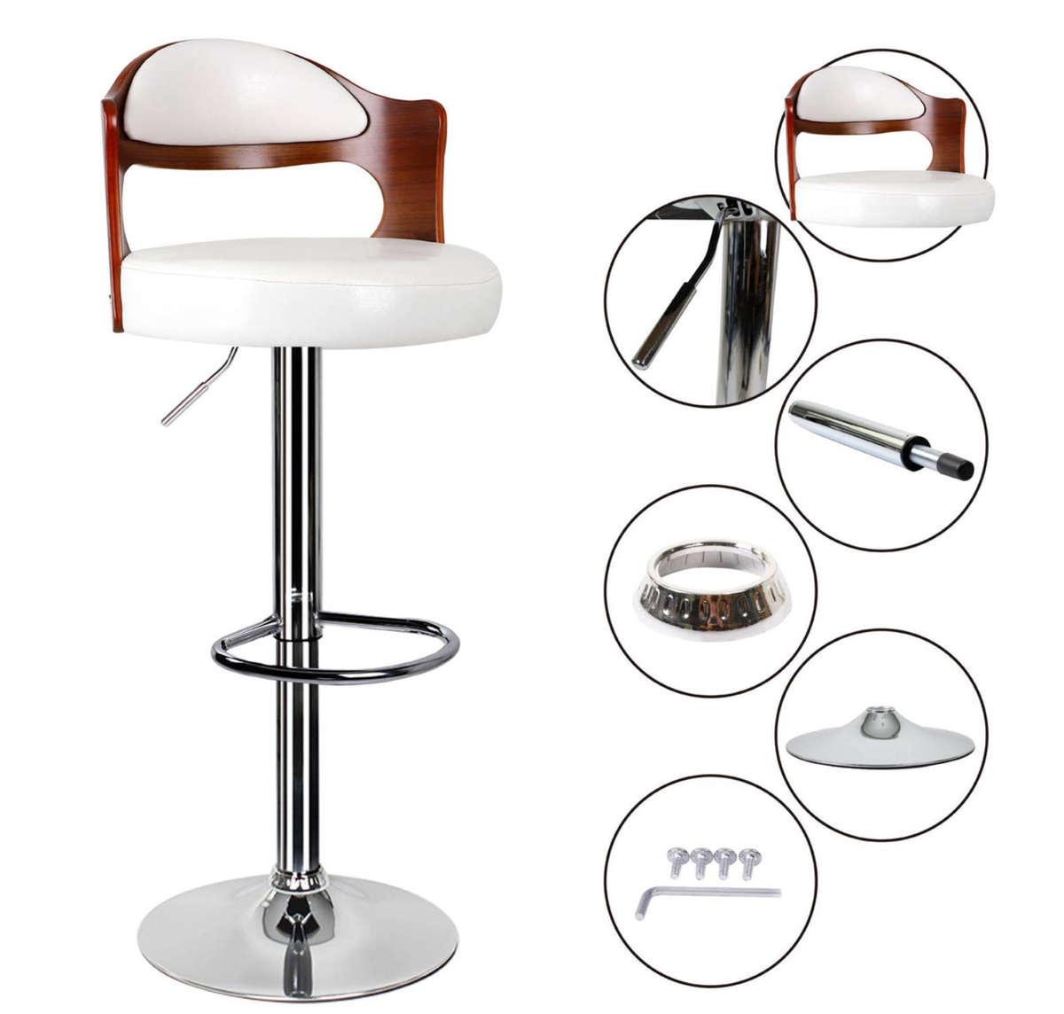 Bar Stool / Kitchen Breakfast Chair 1 Piece Cream with Wooden Back Demo/Display Unit