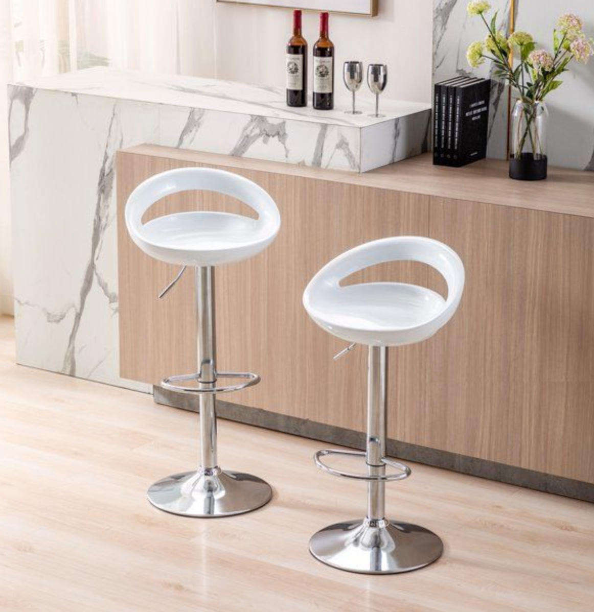 Bar Stools / Kitchen Counter Breakfast Chairs  2 Pack - WHITE BRAND NEW