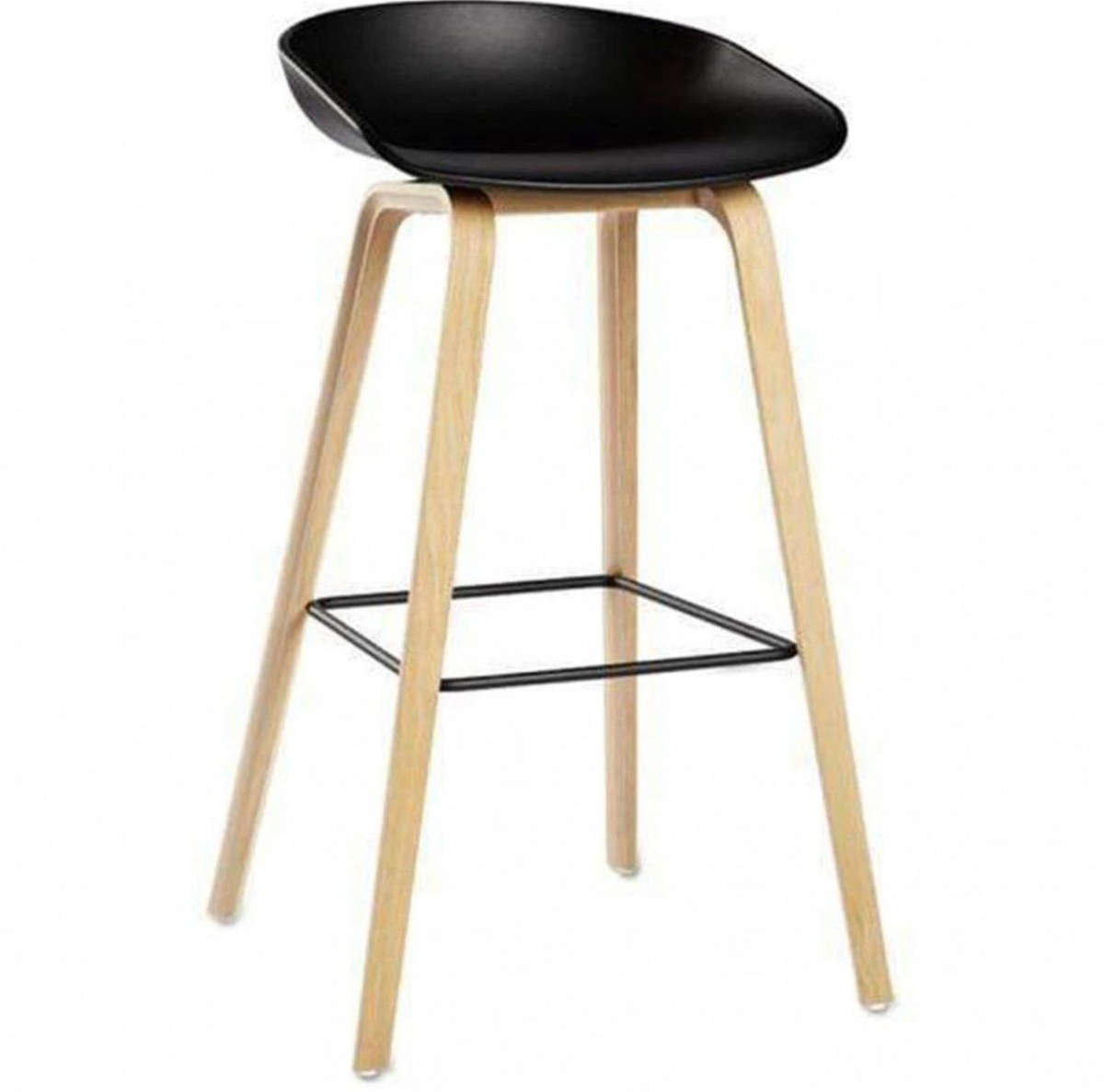 Set of 2 Modern Armless Bar Stool - Black